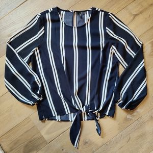 Pinstripe Knot Blouse